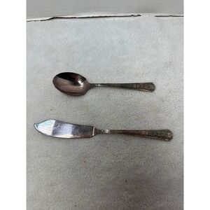 Rogers Flatware Silver‎ Silver Plated Sugar Spoon Butter Knife Floral Rosalie